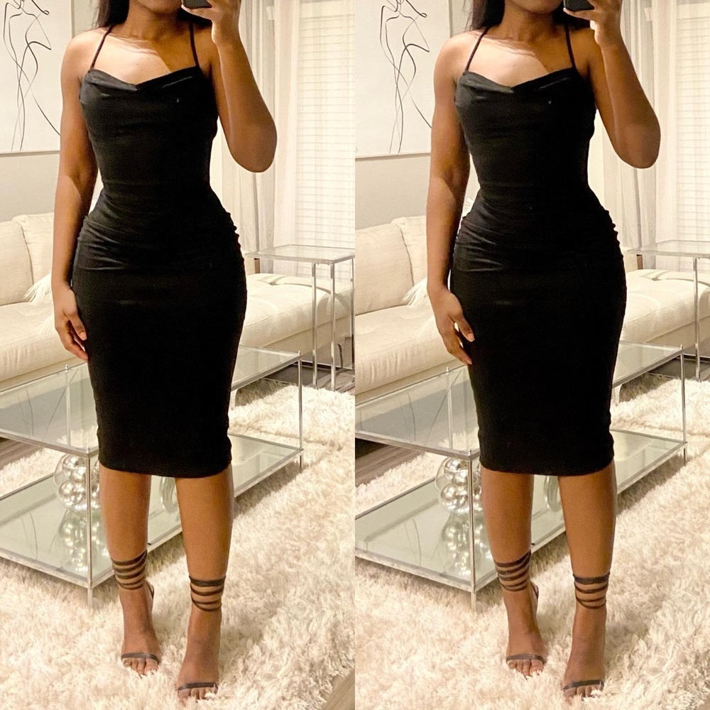 LAST CHANCE | Faux Suede Bodycon Midi Dress